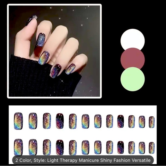 Rainbow Cat Eye Press On Nails - Picture 1 of 4